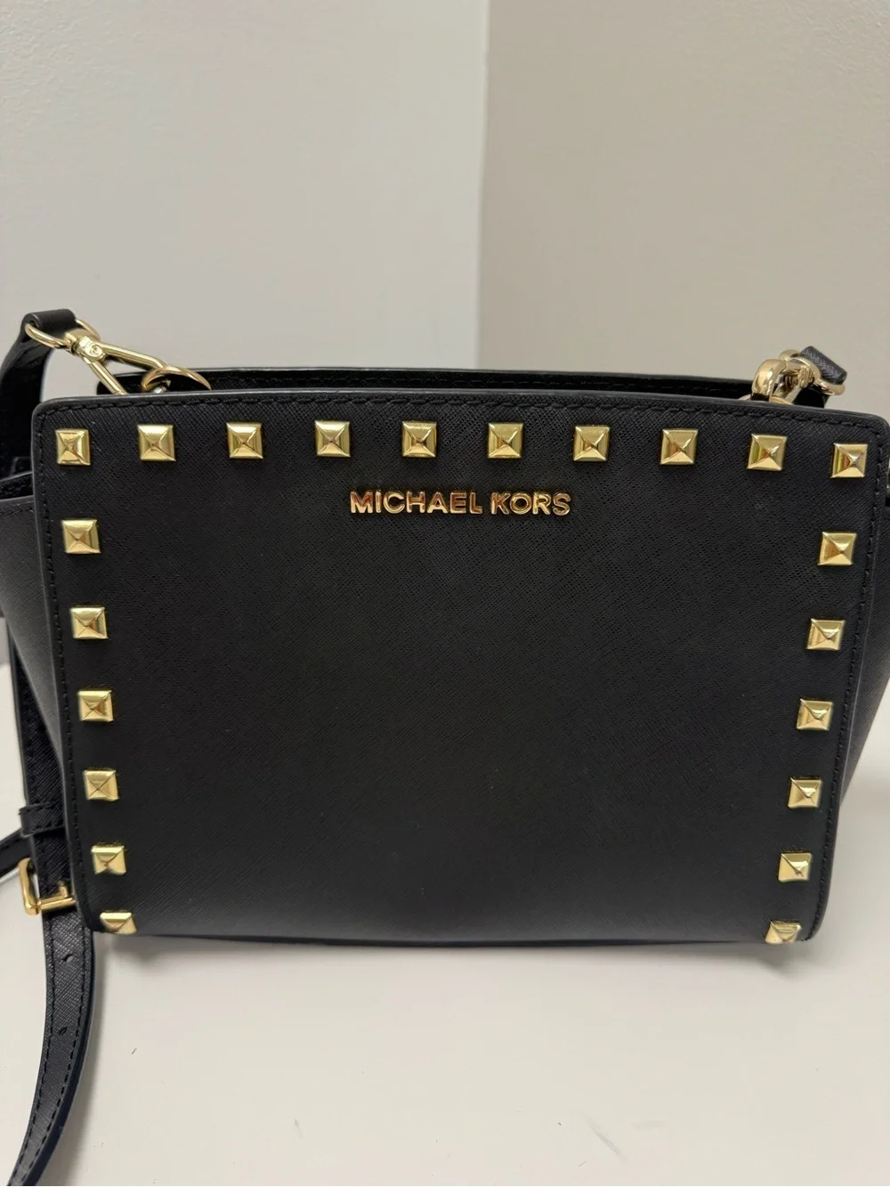 Michael Kors Black Handbag with Gold Stud Detail